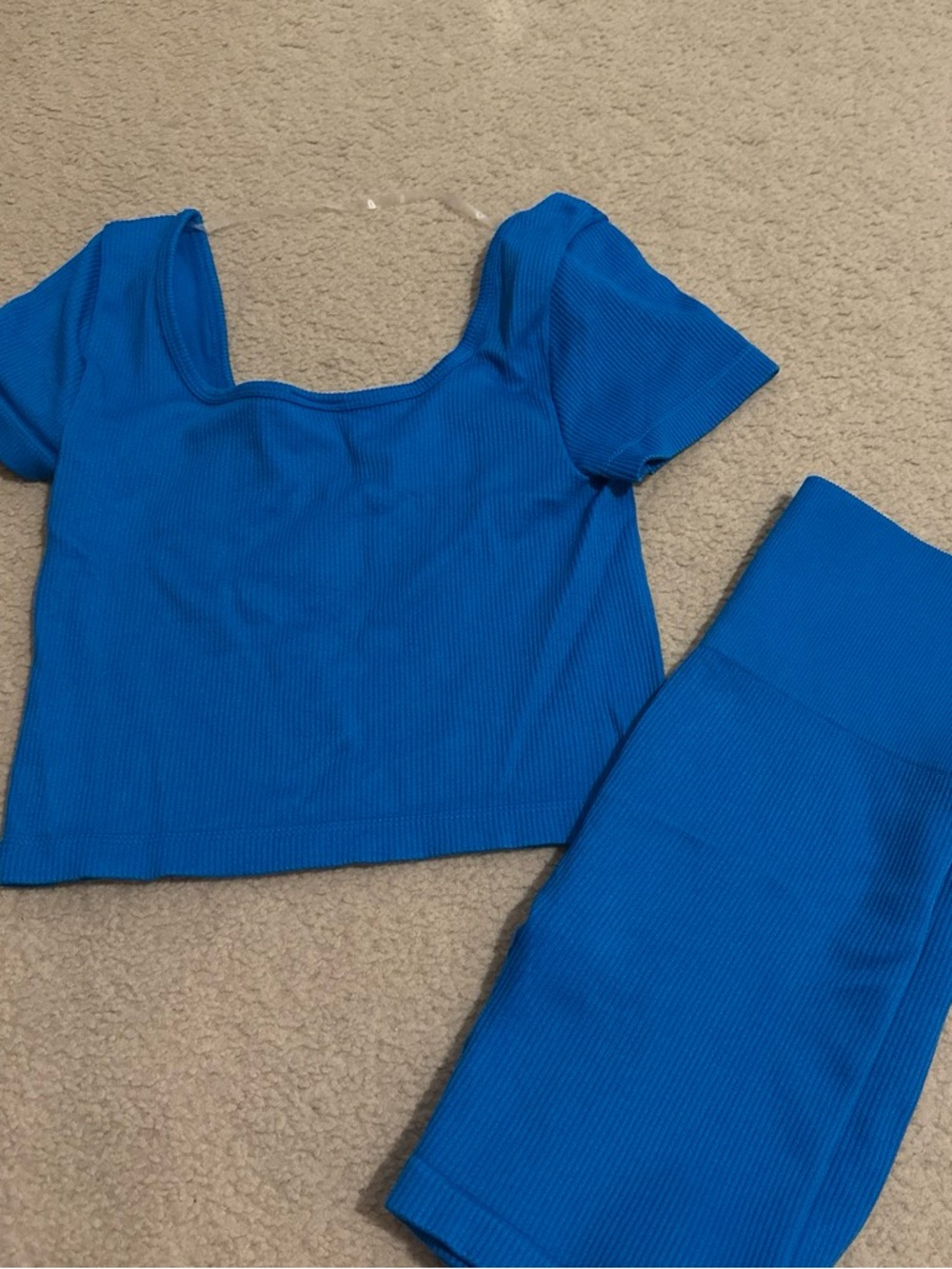 No Boundaries Vibrant Blue Ribbed Two-Piece Set